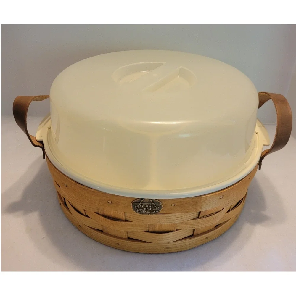 Peterboro Basket Serving Relish Tray Divided Picnic Carrier Farmhouse Wood Large